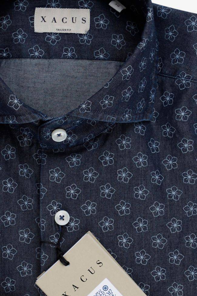xacus Hemd Herren Xacus Regular Muster 100% Baumwolle Denim Jeans kragen Französisch Lange Ärmel Günstiger Verkauf