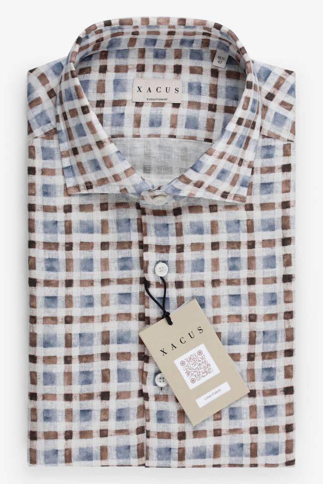 xacus Hemd Herren Xacus Classic Karo 100% Leinen kragen Französisch Lange Ärmel Fabrikpreis