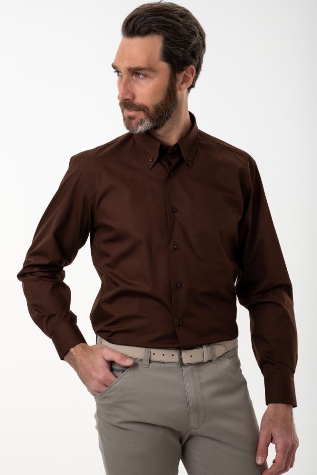aplomb Hemd Herren Aplomb Classic Einfarbig 100% Baumwolle kragen Button-Down Lange Ärmel Letzter Tag