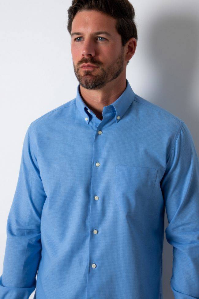 ingram Hemd Herren Ingram Regular Einfarbig 80% Baumwolle 20% Leinen kragen Button-Down Lange Ärmel Nur noch ein Tag übrig