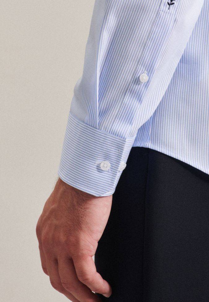 seidensticker Hemd Herren Seidensticker Slim Bügelfreie Streifen kragen Italienisch Lange Ärmel Günstiger Verkauf