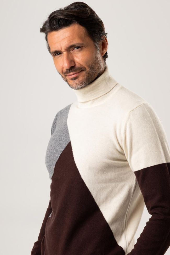 privati firenze Strickwaren Herren Privati Firenze hoher Kragen Slim Muster 100% Merinowolle Neuheiten