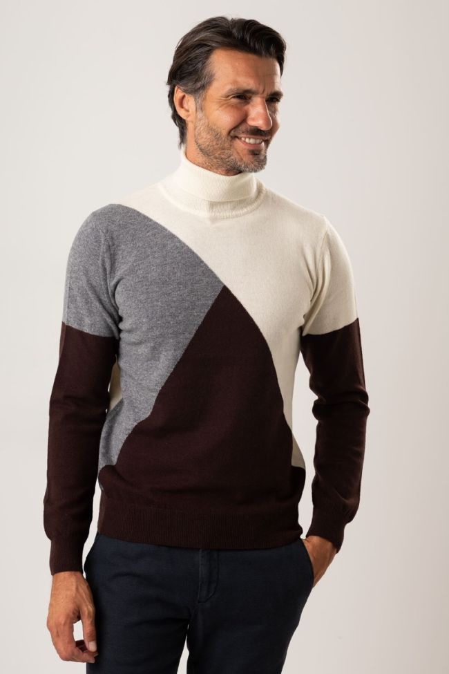 privati firenze Strickwaren Herren Privati Firenze hoher Kragen Slim Muster 100% Merinowolle Neuheiten
