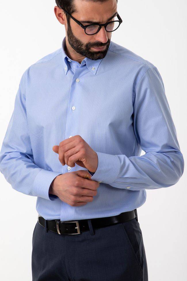 aplomb Hemd Herren Aplomb Regular Streifen 100% Baumwolle kragen Button-Down Lange Ärmel Rabatte dieses Monats
