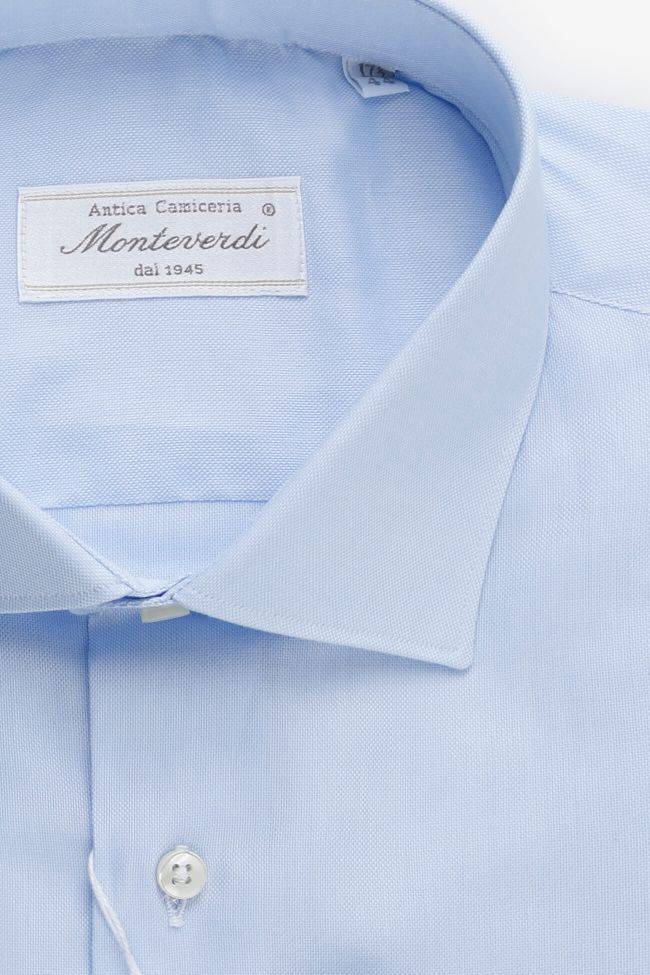 monteverdi Hemd Herren Monteverdi Slim Einfarbig 100% Baumwolle kragen Französisch Lange Ärmel im Angebot
