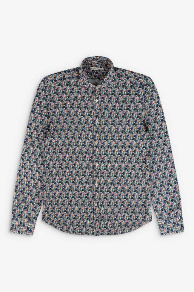 new england Hemd Herren New England Regular Muster 40% Leinen 60% Baumwolle kragen Französisch Lange Ärmel Flash Sale