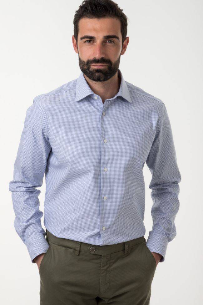 xacus Hemd Herren Xacus Regular Halb Unifarben 100% Baumwolle kragen Italienisch Lange Ärmel