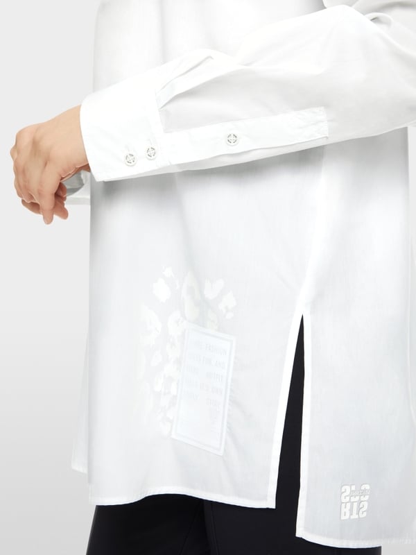 Marc Cain Bedruckte Hemdbluse "Rethink Together" Kostenlose Rückgabe