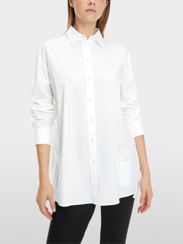 Marc Cain Bedruckte Hemdbluse "Rethink Together" Kostenlose Rückgabe