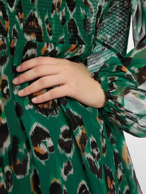 Marc Cain Gesmoktes Greo-Print-Kleid Super Rabatt