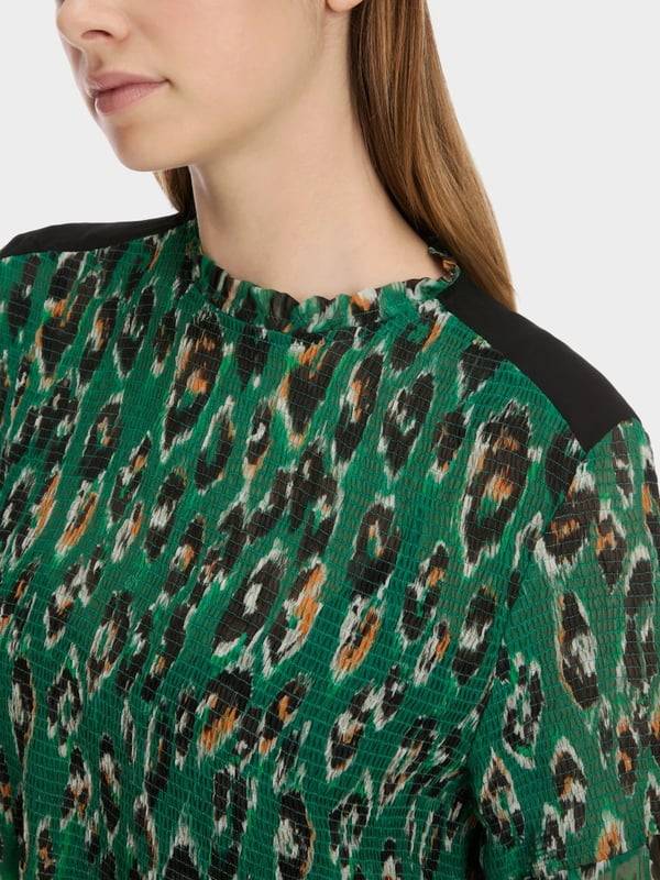 Marc Cain Gesmoktes Greo-Print-Kleid Super Rabatt