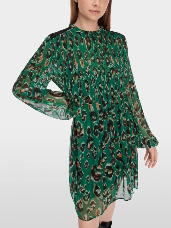 Marc Cain Gesmoktes Greo-Print-Kleid Super Rabatt