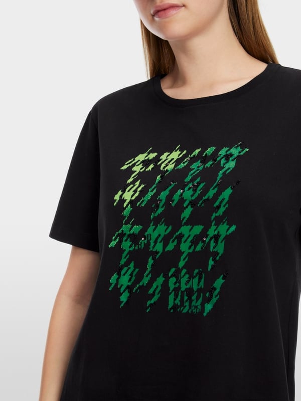 Marc Cain T-Shirt mit platziertem Chickcheck Online Outlet