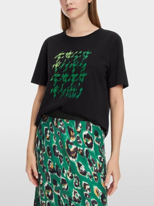 Marc Cain T-Shirt mit platziertem Chickcheck Online Outlet