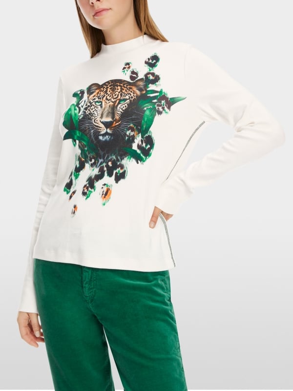 Marc Cain T-Shirt mit Leo-Kopf-Print Saisonale Angebote