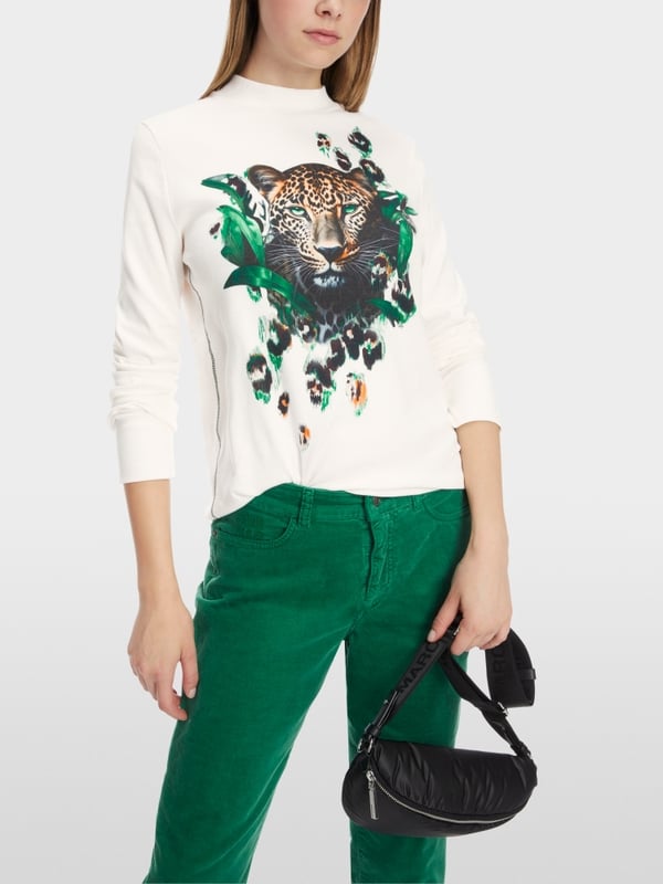 Marc Cain T-Shirt mit Leo-Kopf-Print Saisonale Angebote