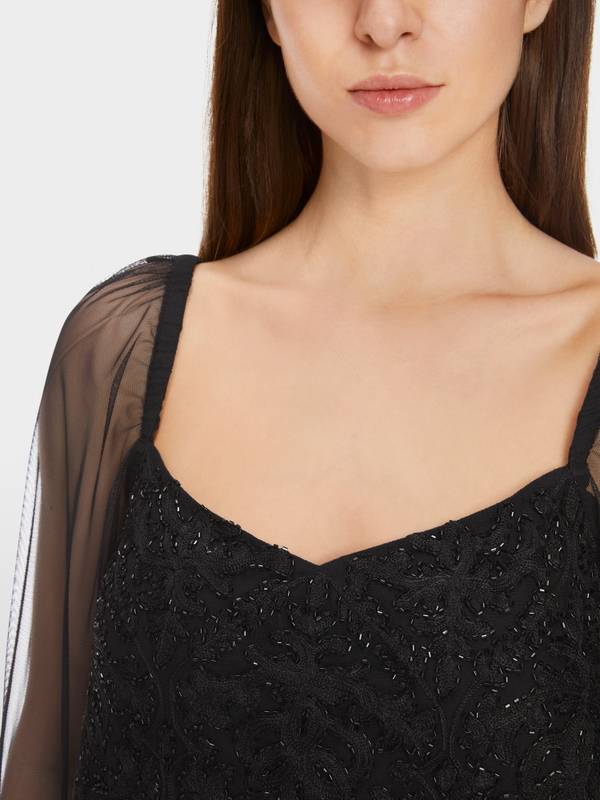 Marc Cain Spitzen-Bluse mit Perlen-Stickerei Fabrikverkauf