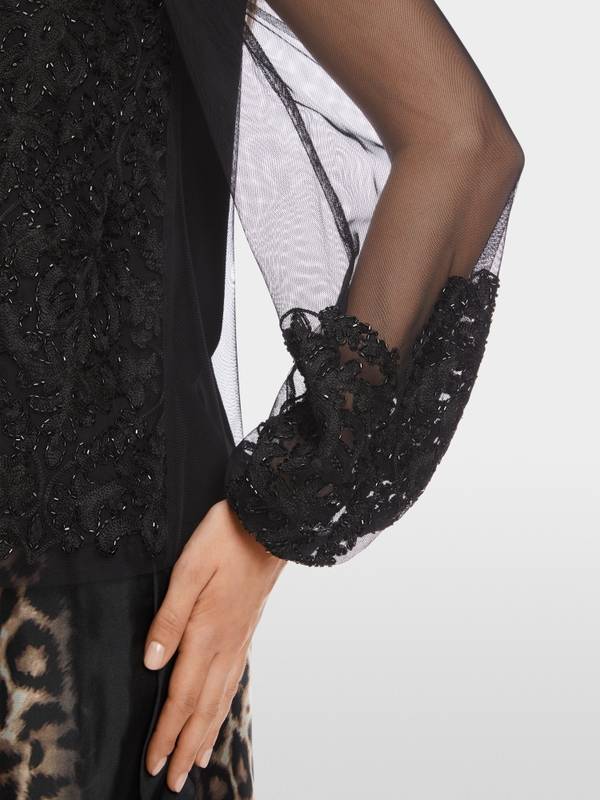 Marc Cain Spitzen-Bluse mit Perlen-Stickerei Fabrikverkauf