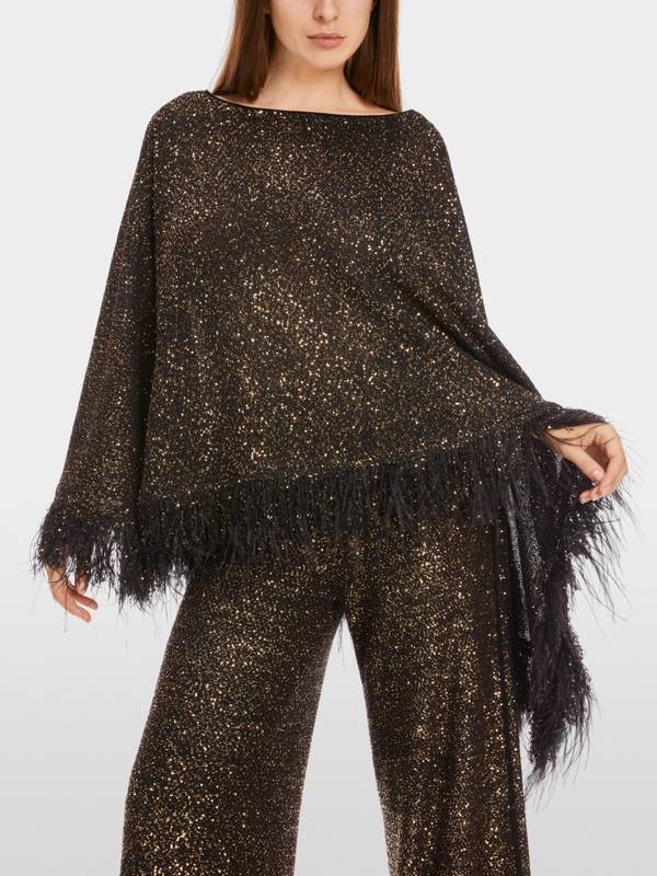 Marc Cain Poncho mit Straußenfedern Günstig kaufen