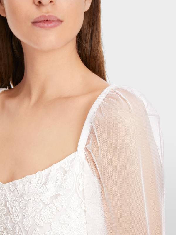 Marc Cain Spitzen-Bluse mit Perlen-Stickerei Cyber Monday