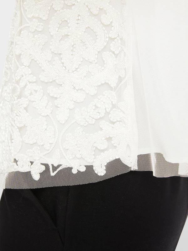 Marc Cain Spitzen-Bluse mit Perlen-Stickerei Cyber Monday