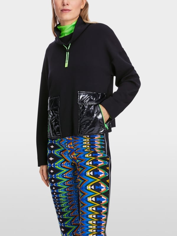 Marc Cain Oversized Sweatshirt in Materialmix Tiefpreis