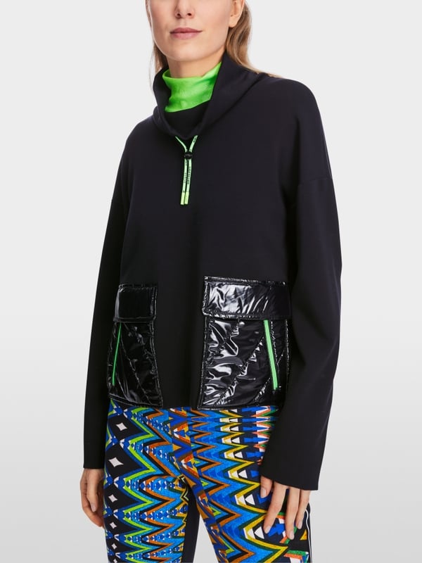 Marc Cain Oversized Sweatshirt in Materialmix Tiefpreis