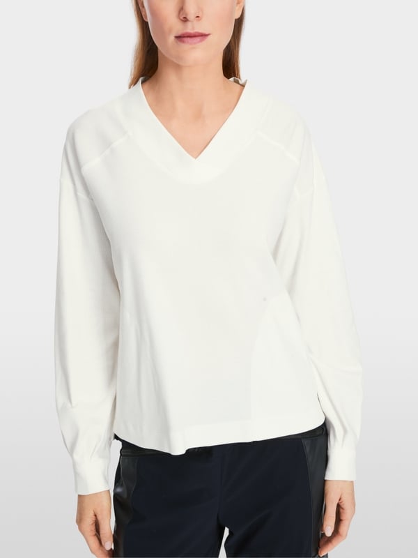 Marc Cain Langärmeliges T-Shirt aus Baumwoll-Ripp Outlet