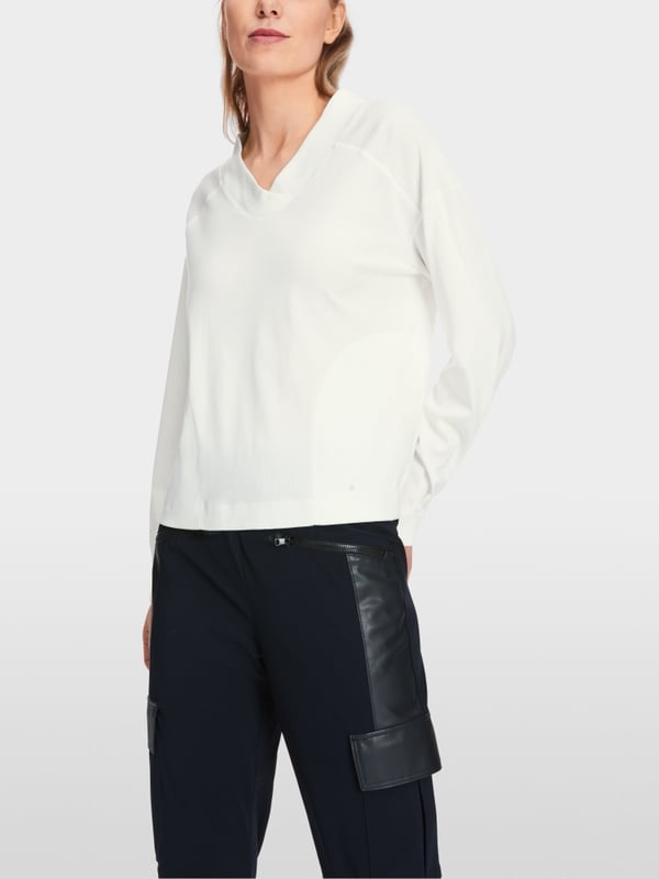 Marc Cain Langärmeliges T-Shirt aus Baumwoll-Ripp Outlet