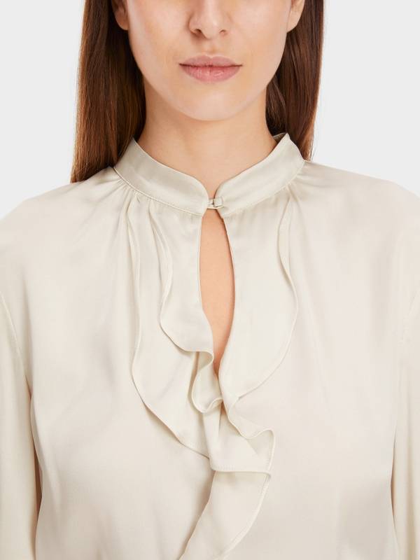 Marc Cain Elegante Bluse mit Volant 50% Rabatt mit kostenlosem Versand