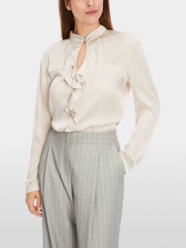 Marc Cain Elegante Bluse mit Volant 50% Rabatt mit kostenlosem Versand