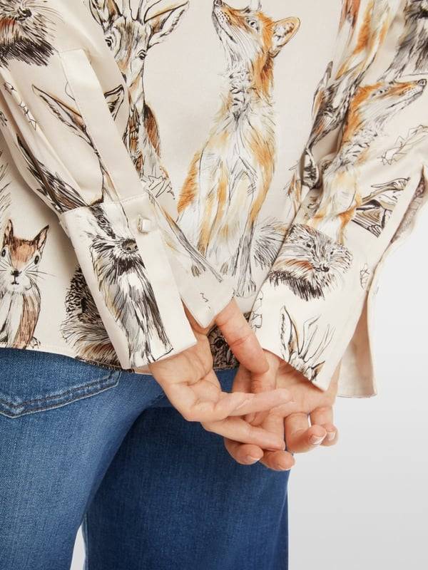 Marc Cain Seidenbluse mit Schluppe & Alloverprint Verkauf