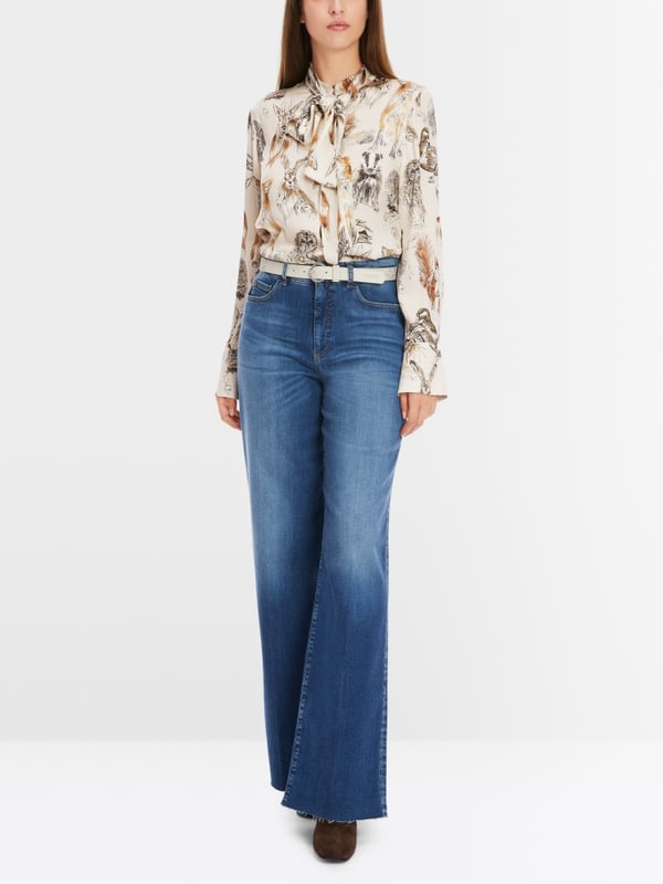Marc Cain Seidenbluse mit Schluppe & Alloverprint Verkauf