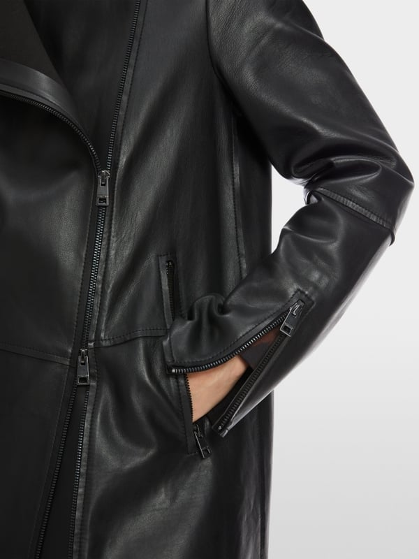 Marc Cain Lange Lederjacke mit Zipp Online Outlet