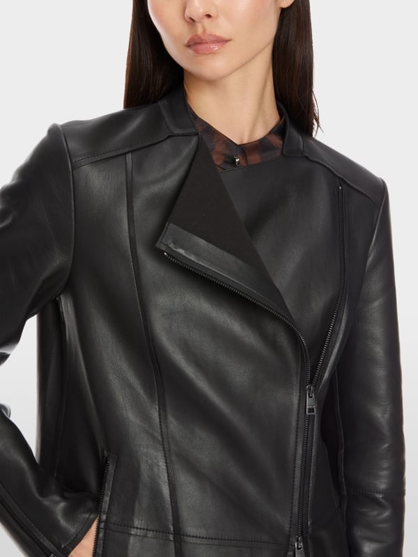 Marc Cain Lange Lederjacke mit Zipp Online Outlet