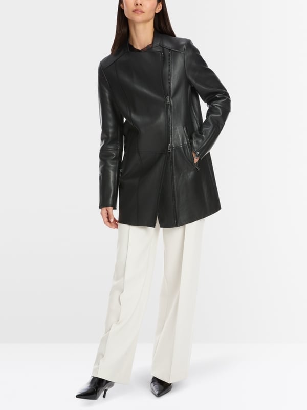 Marc Cain Lange Lederjacke mit Zipp Online Outlet