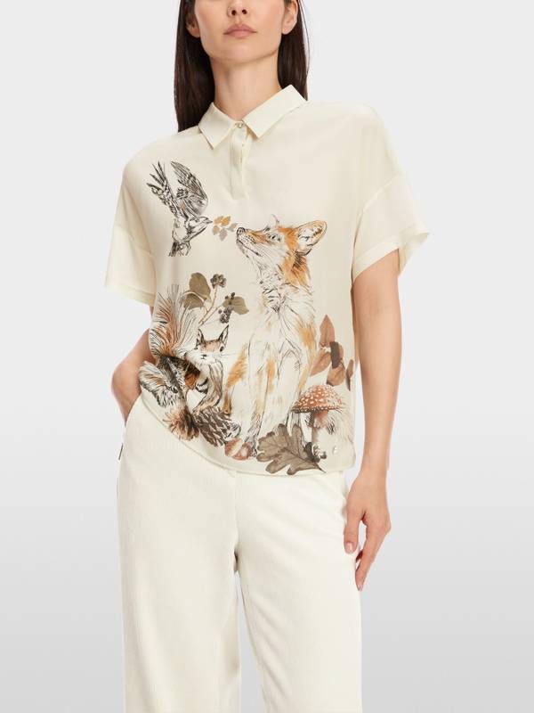 Marc Cain Bluse mit Polokragen und Print Online