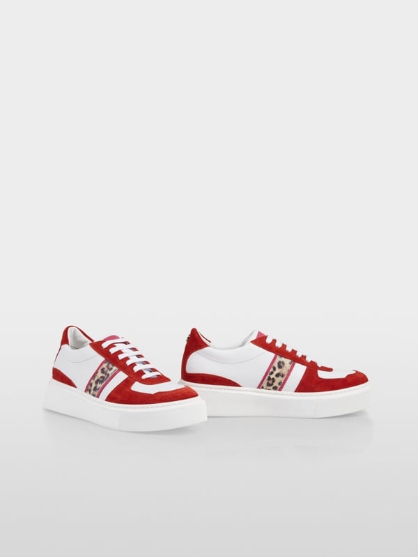 Marc Cain Leder-Sneaker mit Leo-Print Kostenloser Versand international