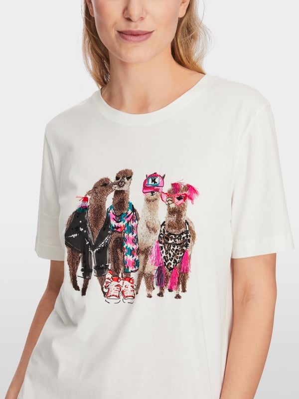 Marc Cain Baumwoll-T-Shirt mit Lama-Gang-Motiv Vatertagsangebot