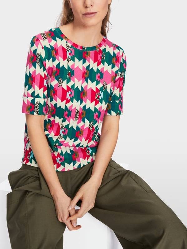 Marc Cain T-Shirt in Baumwoll-Ripp Valentinstagsangebot