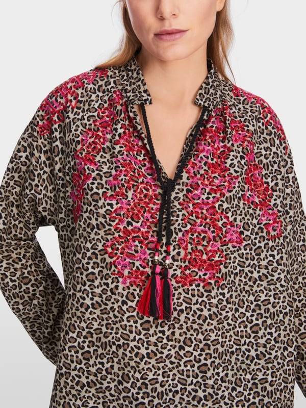 Marc Cain Baumwoll-Bluse mit Leo-Print Jubiläumsangebot