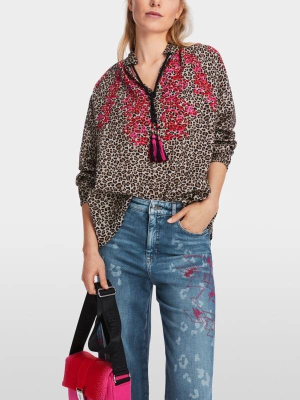 Marc Cain Baumwoll-Bluse mit Leo-Print Jubiläumsangebot