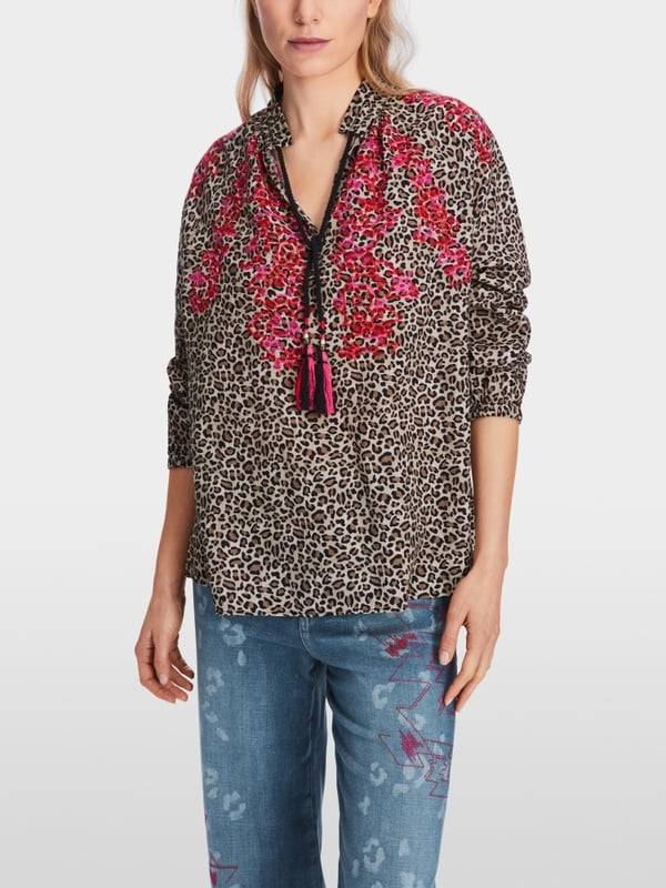 Marc Cain Baumwoll-Bluse mit Leo-Print Jubiläumsangebot