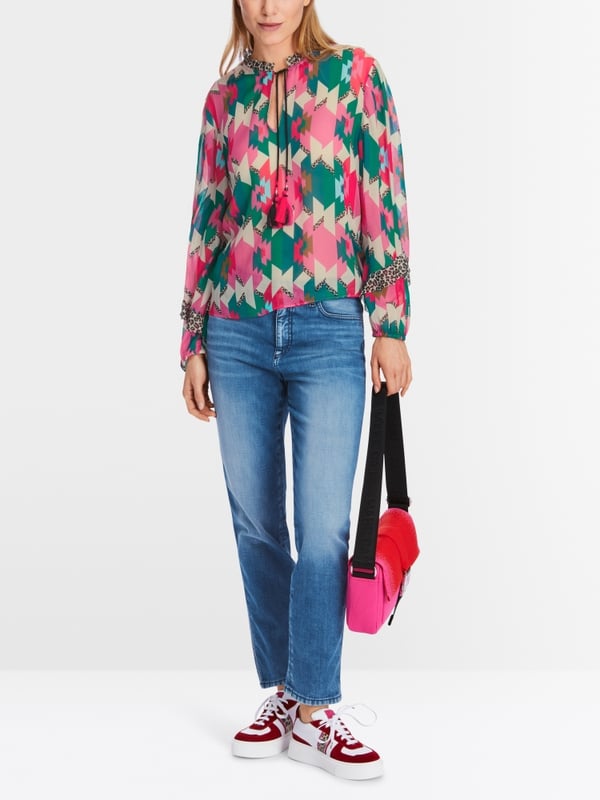 Marc Cain Viskose-Schlupfbluse im Mustermix Top Angebot
