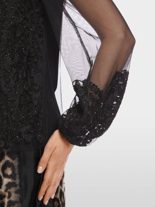 Marc Cain Spitzen-Bluse mit Perlen-Stickerei Zeitbegrenzte Promotion