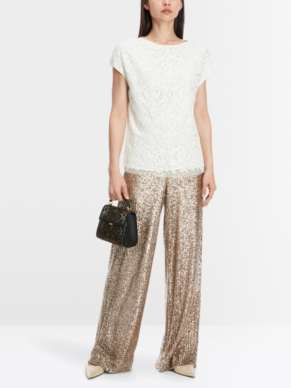 Marc Cain Voile-Bluse mit Stickerei Sonderangebot der Fabrik
