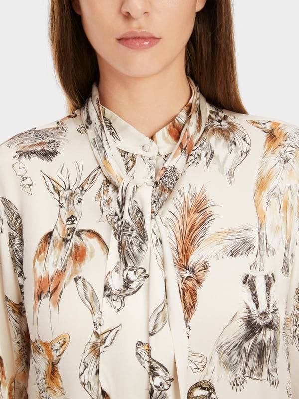 Marc Cain Seidenbluse mit Schluppe & Alloverprint Bis zu 55% Rabatt