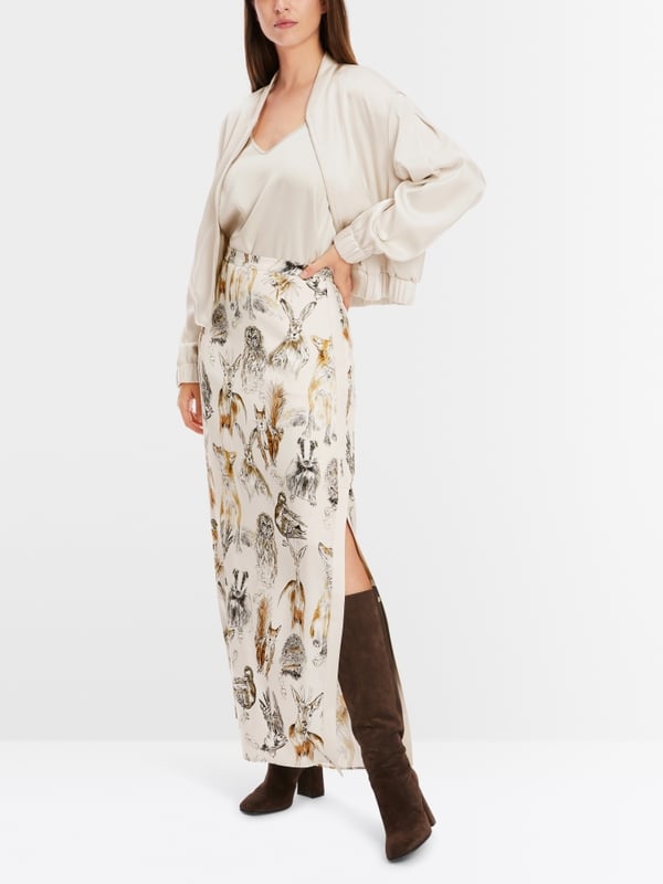 Marc Cain Langer Rock mit Tier-Print Saisonschlussverkauf