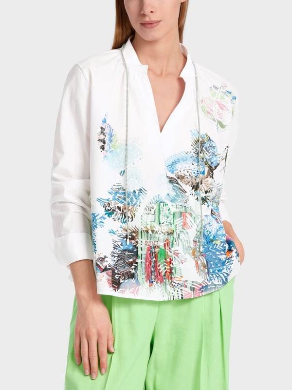 Marc Cain Bluse mit Print und Applikationen Riesige Ersparnisse