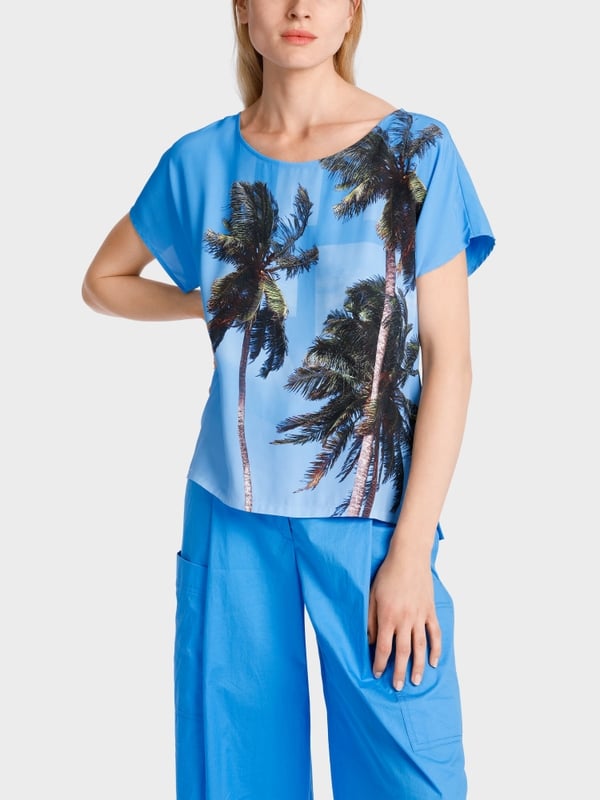 Marc Cain Bluse mit Palmenprint Kostenlose Rückgabe